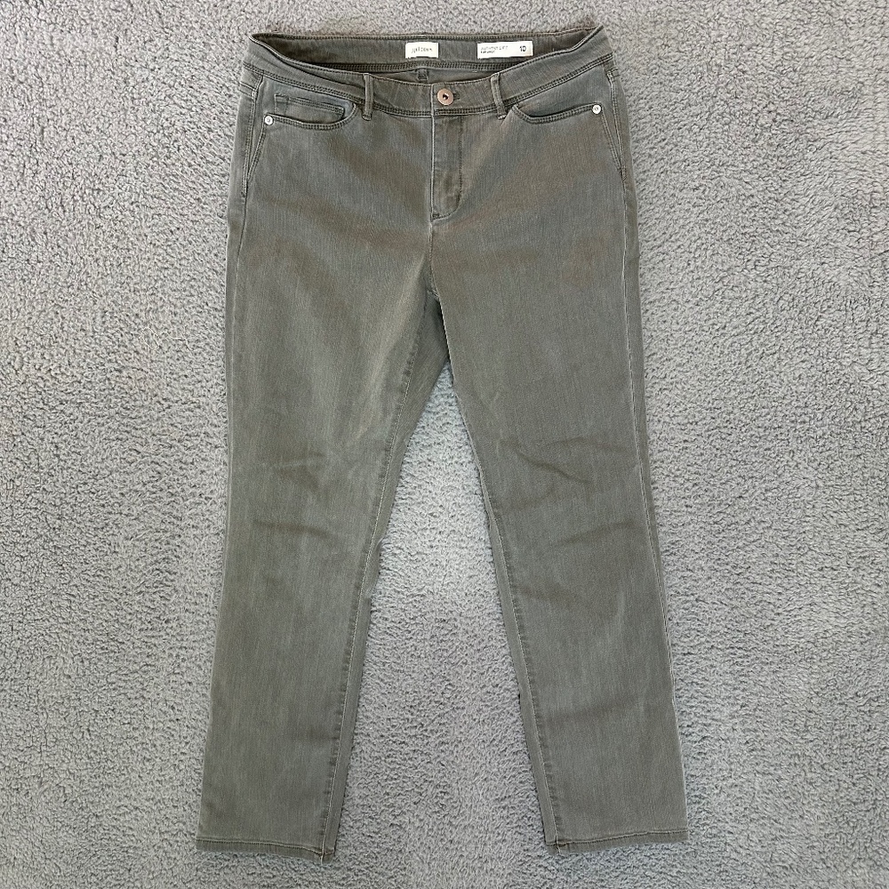 J. Jill Denim Authentic Fit Slim Ankle Womens Jeans Green Size 10 Stretch